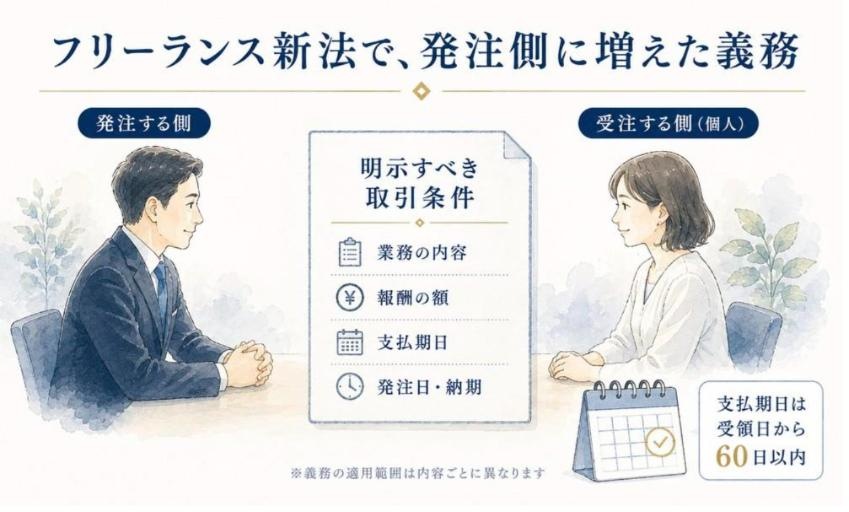 フリーランス新法で、発注側に増えた義務
